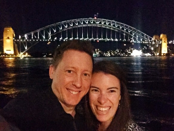 Steph and Anthony in front of the Sydney Harbour Bridge
